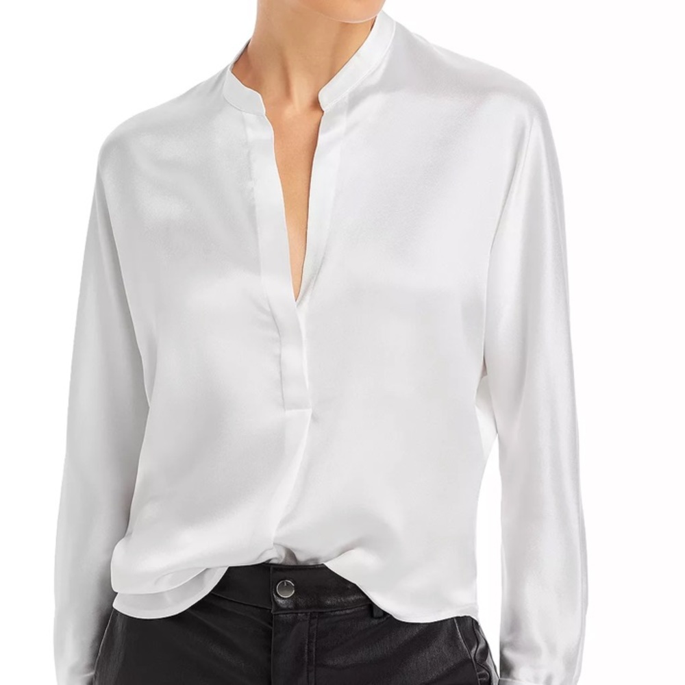 Vince Silk Band Collar Blouse
